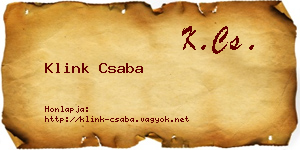 Klink Csaba névjegykártya